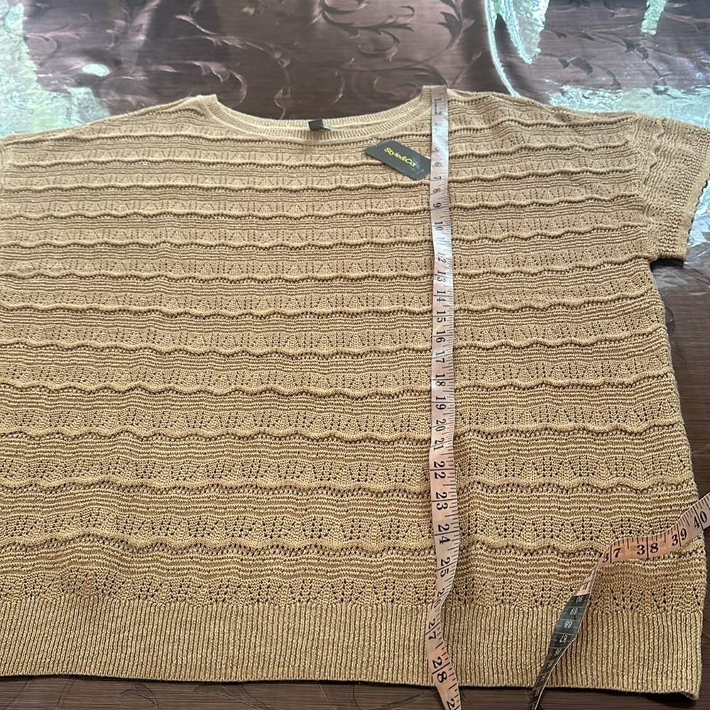 Style & Co Tan Ribbed Boxy Blouse - Picture 5 of 7